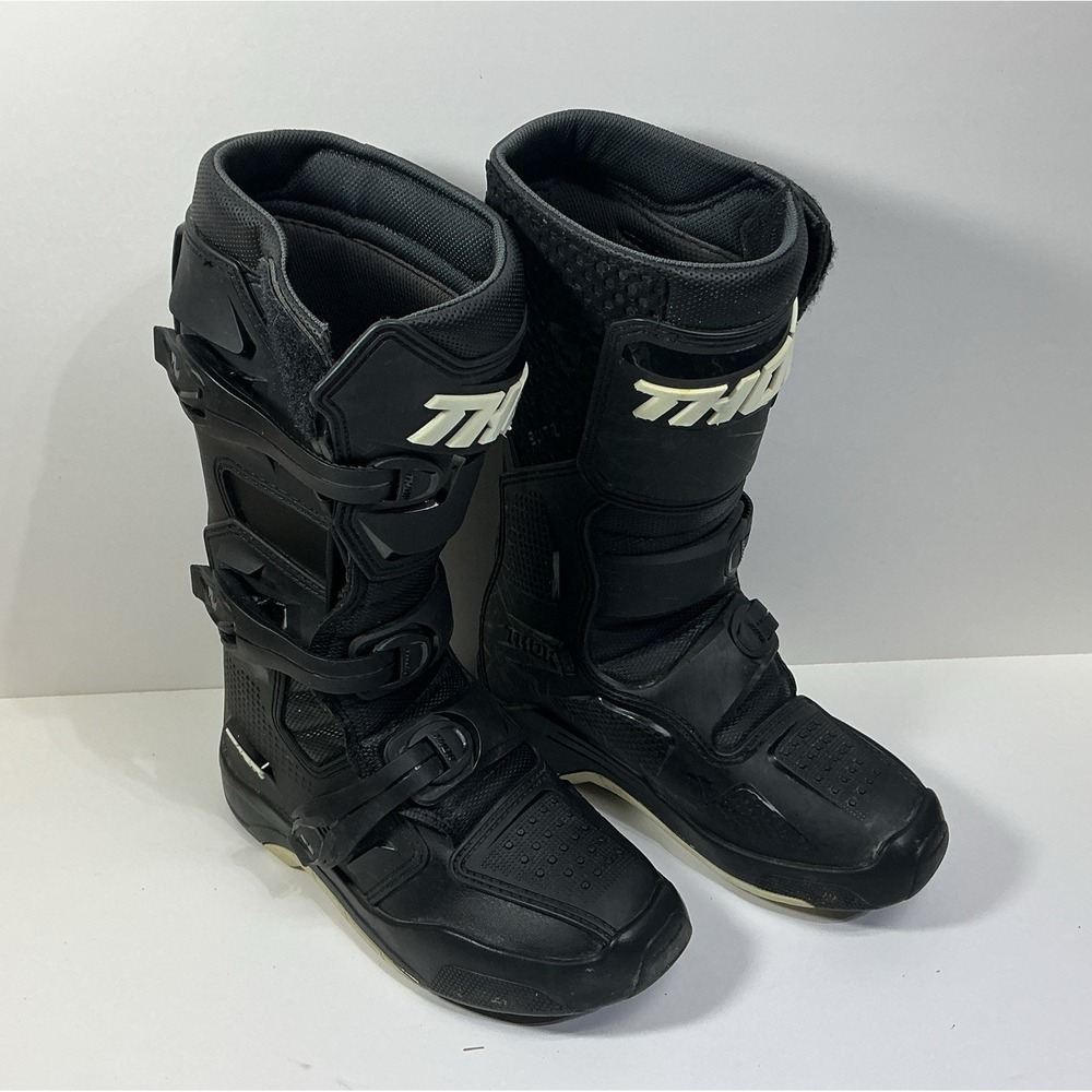 Thor Blitz XR Youth Size 4 Boots Black MX Motocross Off-Road Dirt Bike ATV